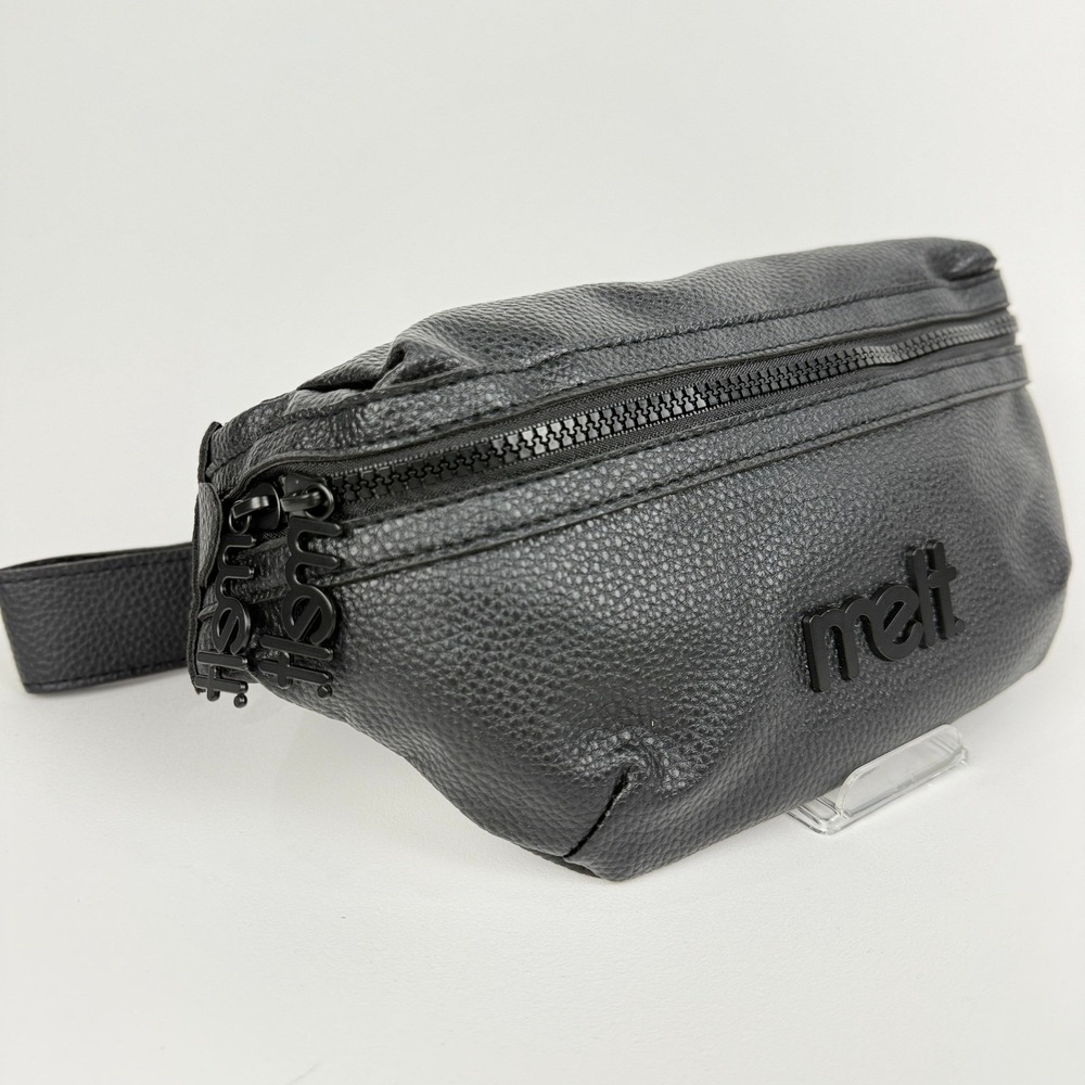 Melt Y2K Black Faux Leather Fanny Pack Waist Bag‎ Belt Bag Festival Bum Bag